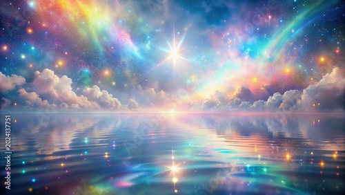 Celestial Waterscape A Dreamlike Reflection of a Starry Sky and Serene Ocean