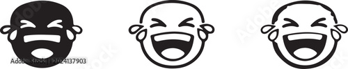 Fotografía Laughing face emoji icon set, solid outline and doodle style, crying tears of joy