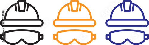 Foto construction helmet and Safety glasses icons