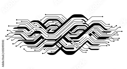 Photos Black and white circuit board design.