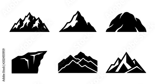 Bild auf Leinwand Mountain Silhouettes Collection, Rugged Peaks and Rocky Outcrops, Diverse Summit