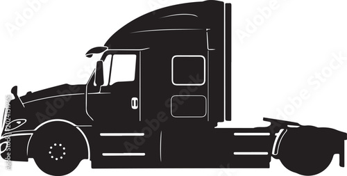 Silhouette of a semi truck against a white background Generative Ai
