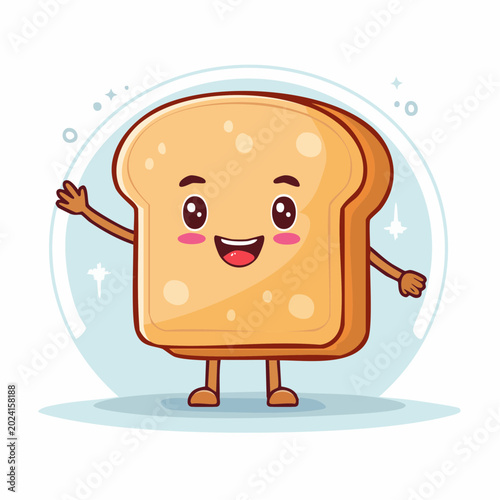 Cute Kawaii Toast Slice Waving Hello