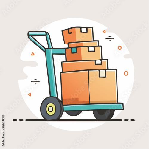 Hand truck with stacked boxes