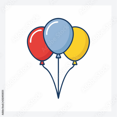 Three colorful balloons tied together