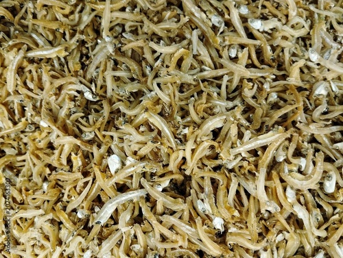 A pile of dried anchovies 