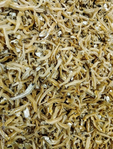 A pile of dried anchovies 
