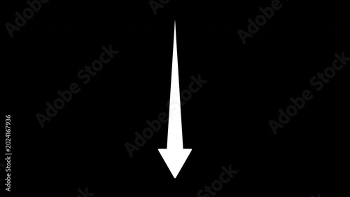 Vertical Arrow Extending Downward in 1 Second with Alpha Channel