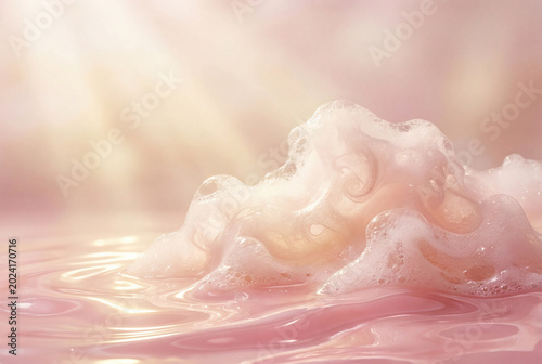 Soft Pink Soap Bubbles and Water Ripples