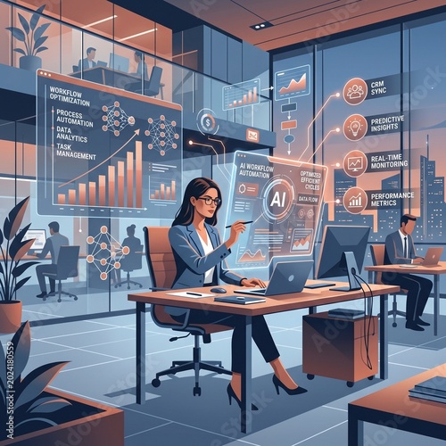Rising Profit Charts in a Futuristic Business Workspace