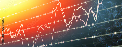 Abstract financial background: dynamic trading charts, big data analytics, and digital network technology