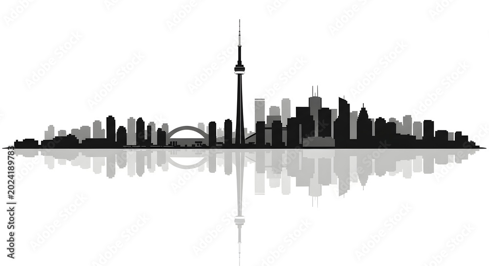 Obraz premium Modern city skyline silhouette and reflection