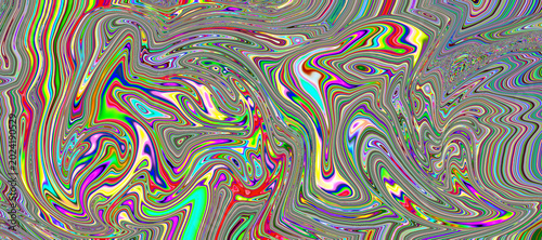 Tableau sur toile Psychedelic rainbow liquid marble swirl with intense color saturation
