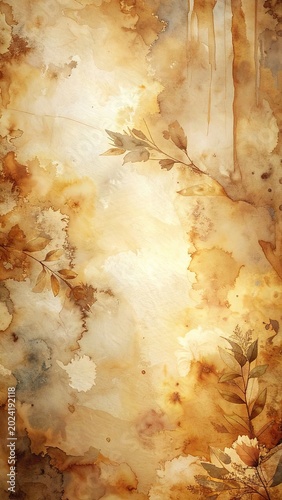 Elegant watercolor background with floral accents and vintage texture.