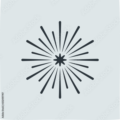 Explosion burst icon, dynamic starburst symbol, abstract radial lines, modern graphic element, black and white design