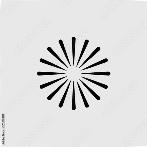 Black sunburst, abstract burst, radial lines, vector icon, modern symbol
