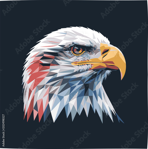 Geometric Bald Eagle Head, American Symbol, Patriotic Vector, Eagle Illustration