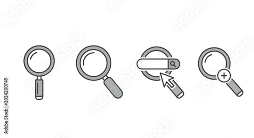 Foto Search magnifying glass icons set