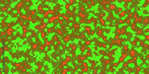 Abstract digital camouflage pattern in vibrant green and earthy brown tones