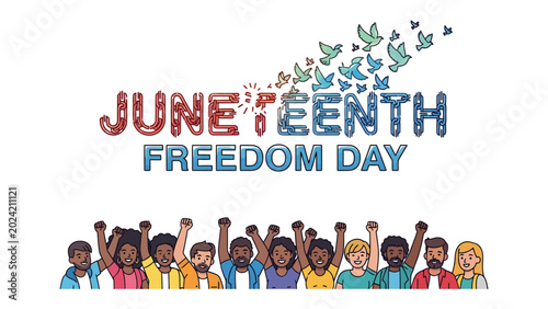 Fotografija Juneteenth Freedom Day Celebration: A vibrant illustration celebrating Juneteenth, also known as Freedom Day