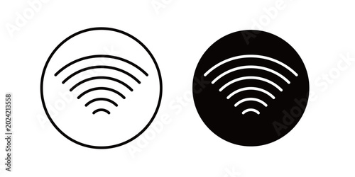 Photos WiFi icon in outline and solid style, isolated on white background