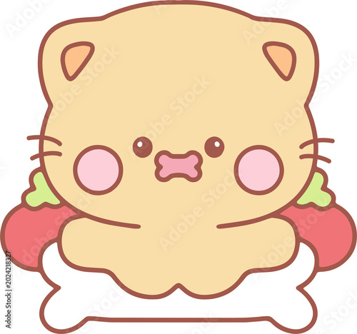 Cute Cartoon Character Sitting with Food