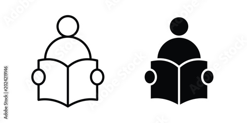 Photos Book open reader icon. web black icon design.