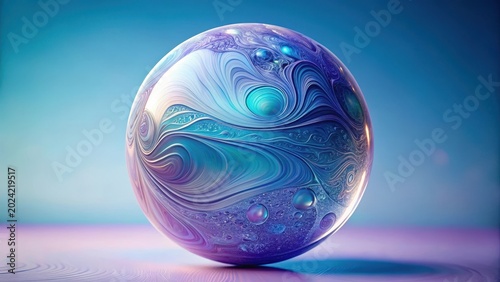 Abstract Orb Swirling Hues of Lavender, Teal, and White in a Spherescape