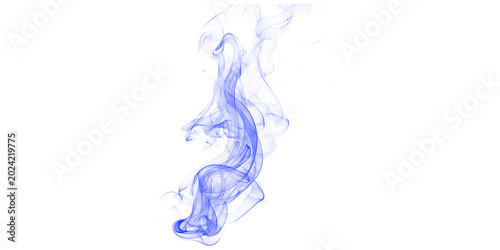 Fotografía Blue smoke wisp isolated on black background abstract vapor mist cloud ethereal