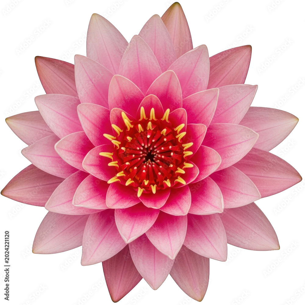 Obraz premium Pink lotus flower with yellow stamens