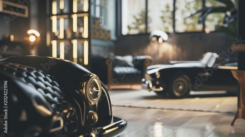 Vintage car in modern interior design