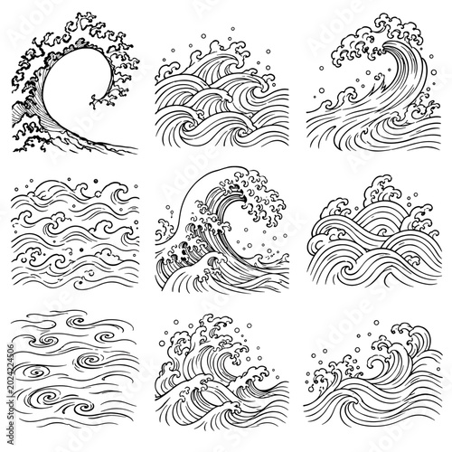 Bild auf Leinwand Mesmerizing Motion: An Artistic Collection of Wave Patterns