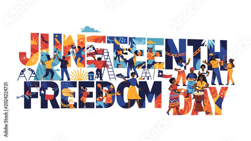 Bild auf Leinwand Juneteenth Freedom Day Celebration: Vibrant illustration celebrating Juneteenth, marking the end of slavery in the United States