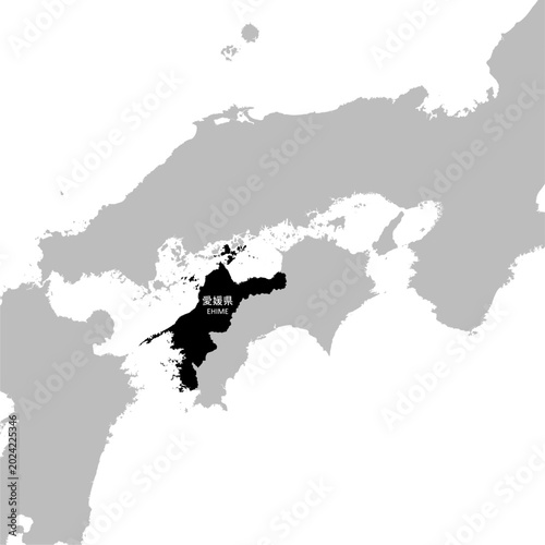 イラスト素材日本地図：愛媛県,四国地方,瀬戸内海,都道府県