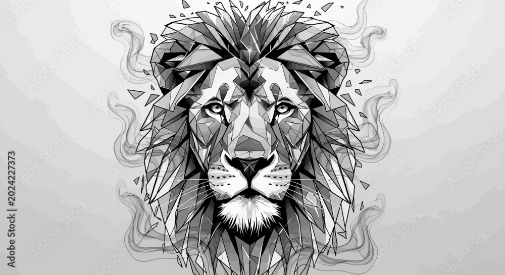 Obraz premium Detailed illustration of a lion face.
