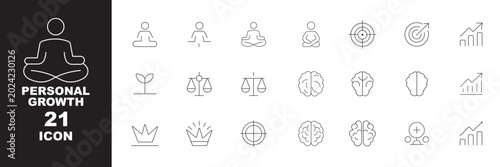 Slika na platnu Personal growth and success set of web icons