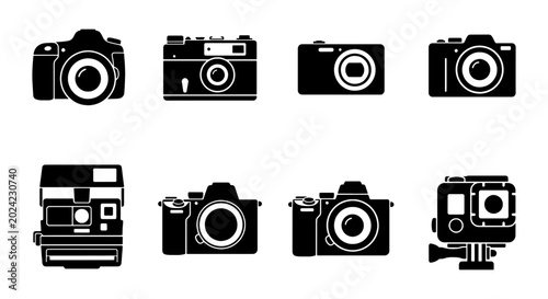 Cuadro en lienzo Camera Icons Collection: DSLR, Vintage, Action Cam, Photography Gear