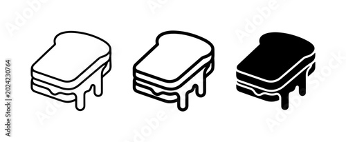 Slika na platnu Grilled Cheese Sandwich Icons, Melted Cheese Food Graphics, Comfort Food Vector