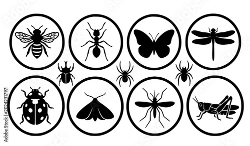 Obraz na płótnie Insect Badge Silhouette Collection
