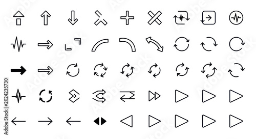 Foto Set of simple directional and functional icons