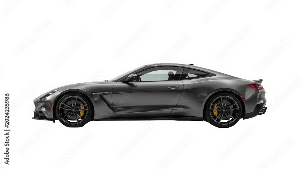 Fototapeta premium Modern luxury sports car with sleek metallic paint parked on white background