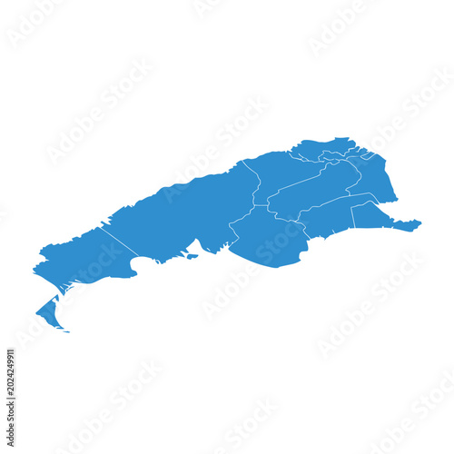 Photos Blue Map of Regions with Borders on White Background