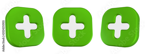 plus icon 3d render square button