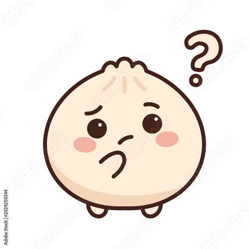 Adorable white kawaii dimsum characters with cute facial expressions in a minimalist 2D cartoon illustration style