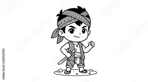 Canvas-taulu Cartoon pirate boy with sword.