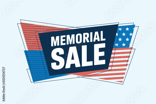 Cuadro en lienzo Memorial day sale banner with american flag design and bold typography