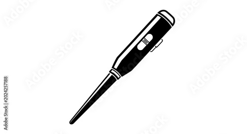 Photos Digital medical thermometer silhouette icon vector, electronic body temperature checker illustration, clinical health care vector element