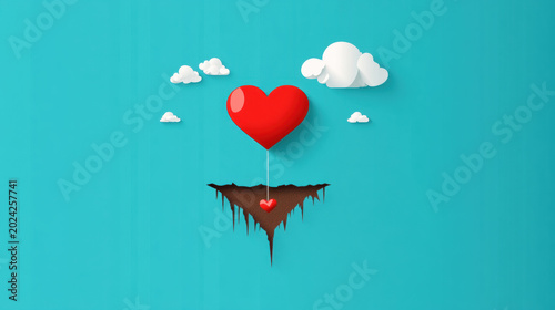 Love trap, Love symbolized by a heart falling into a pit, flat design illustration of love trap.