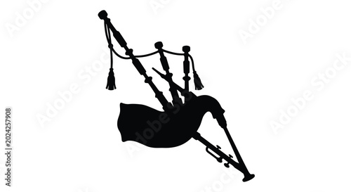 Foto Silhouette of a traditional scottish bagpipe instrument on a white background