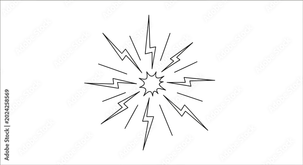 Fototapeta premium Black and white lightning bolt explosion.